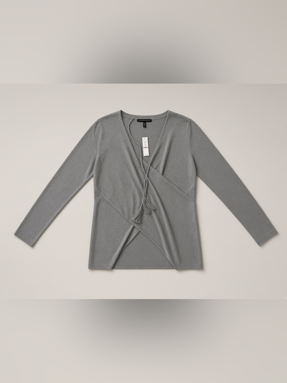 NWT WHBM White House Black Market Grey Wrap Sweater Tassels Women’s Medium